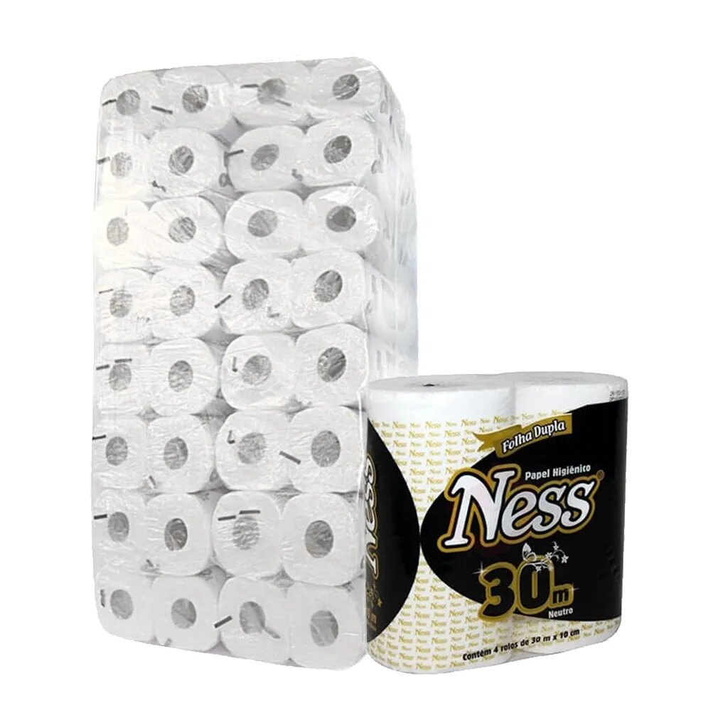 PAPEL HIGIENICO FOLHA DUPLA NESS FARDO C/64 ROLOS (16X4)